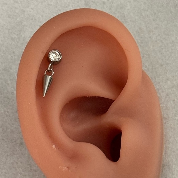 Modest Lu Jewelry - Silver Crystal Spike Dangle Cartilage Earring 

Brand New